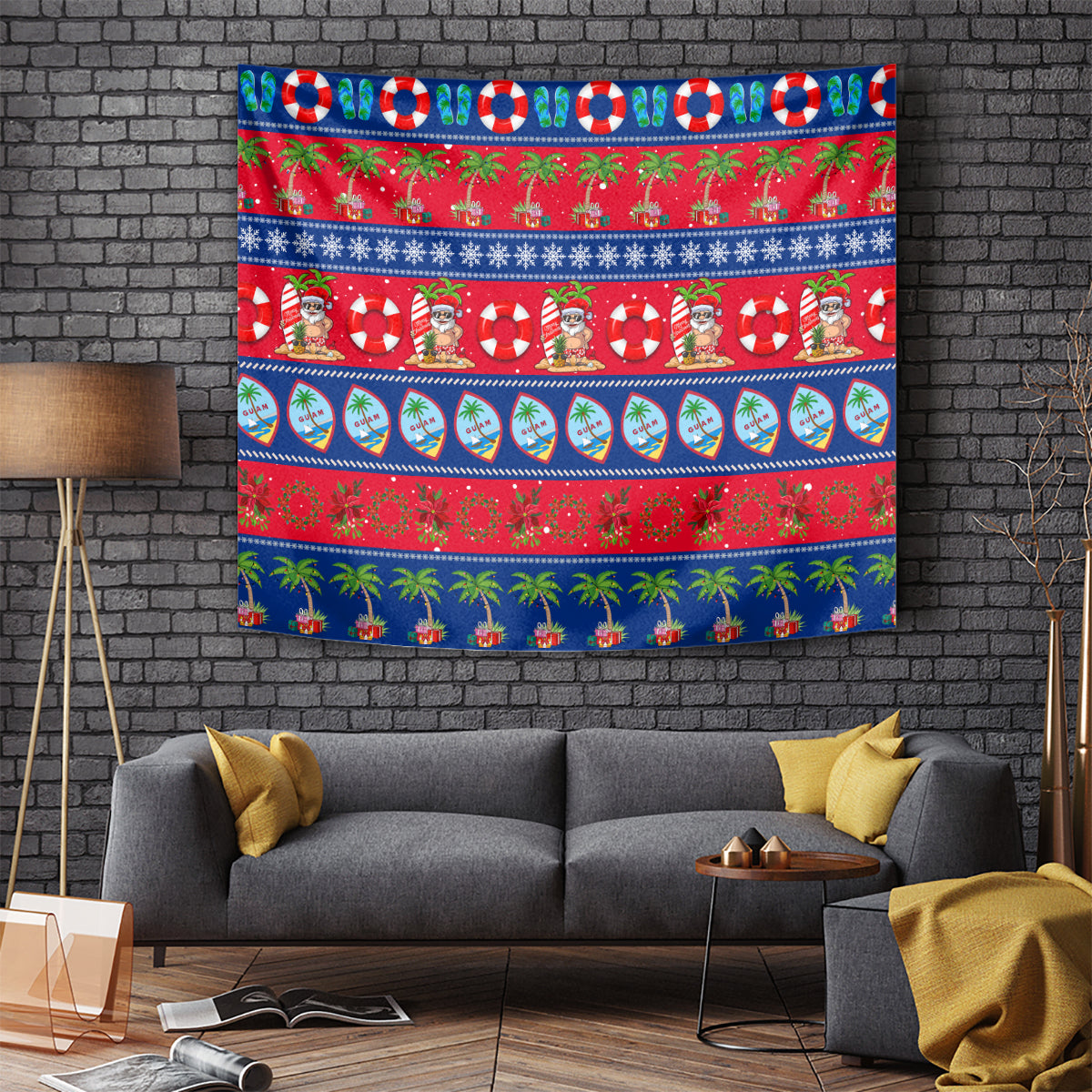 Guam Christmas Tapestry Felis Pasgua LT14 Blue - Polynesian Pride