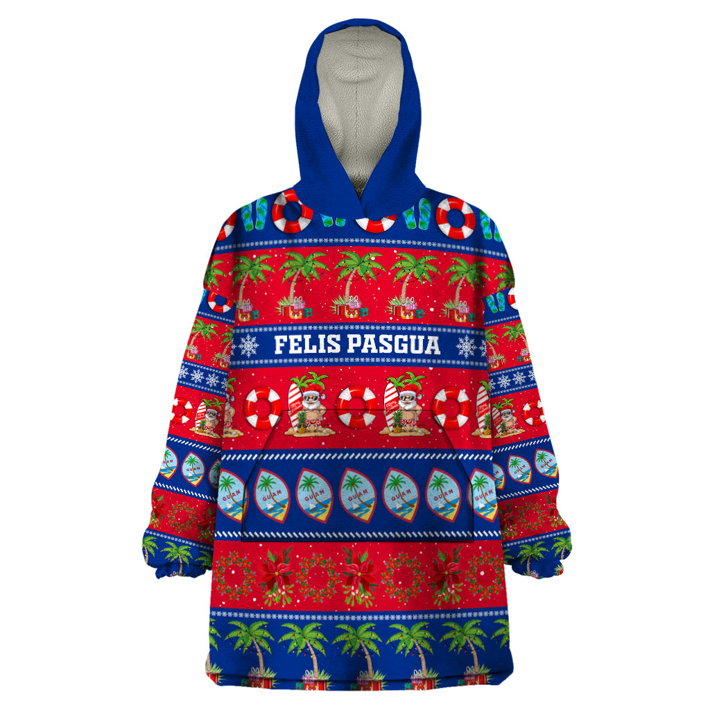 Personalised Guam Christmas Wearable Blanket Hoodie Felis Pasgua LT14 One Size Blue - Polynesian Pride