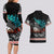 Personalised New Zealand Waka Couples Matching Long Sleeve Bodycon Dress and Hawaiian Shirt Aotearoa Maori Silver Fern Pattern LT14 - Polynesian Pride