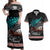 Personalised New Zealand Waka Couples Matching Off Shoulder Maxi Dress and Hawaiian Shirt Aotearoa Maori Silver Fern Pattern LT14 Black - Polynesian Pride