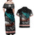 Personalised New Zealand Waka Couples Matching Off Shoulder Maxi Dress and Hawaiian Shirt Aotearoa Maori Silver Fern Pattern LT14 - Polynesian Pride