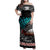 Personalised New Zealand Waka Family Matching Off Shoulder Maxi Dress and Hawaiian Shirt Aotearoa Maori Silver Fern Pattern LT14 Mom's Dress Black - Polynesian Pride