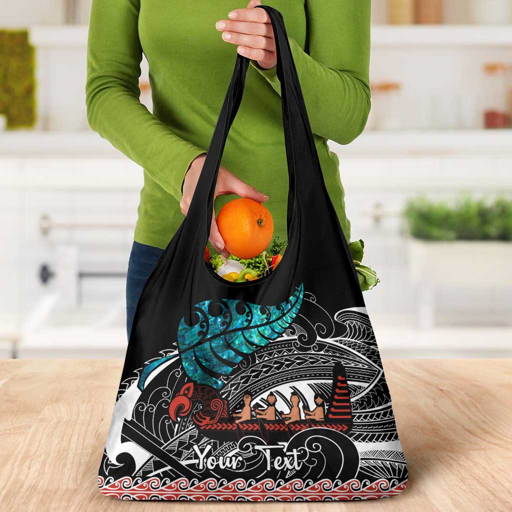 Personalised New Zealand Waka Grocery Bag Aotearoa Maori Silver Fern Pattern LT14 - Polynesian Pride