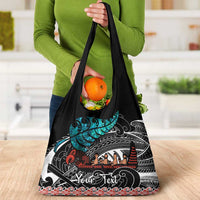 Personalised New Zealand Waka Grocery Bag Aotearoa Maori Silver Fern Pattern LT14 - Polynesian Pride