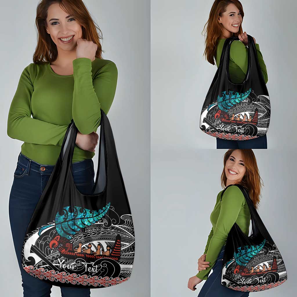 Personalised New Zealand Waka Grocery Bag Aotearoa Maori Silver Fern Pattern LT14 - Polynesian Pride
