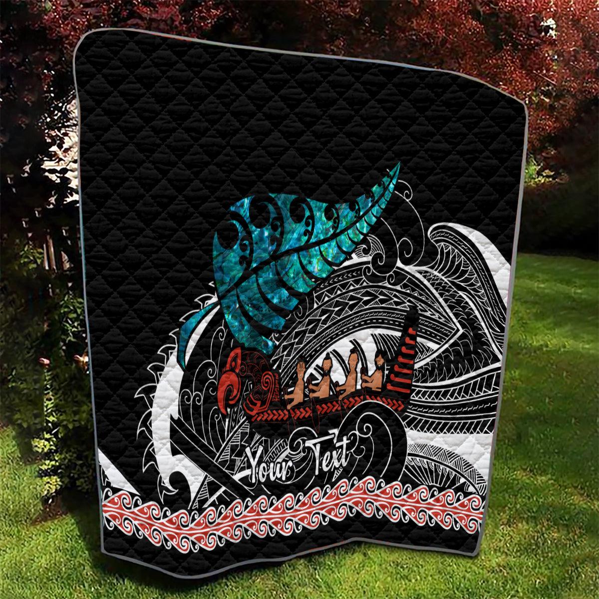 Personalised New Zealand Waka Quilt Aotearoa Maori Silver Fern Pattern LT14 - Polynesian Pride
