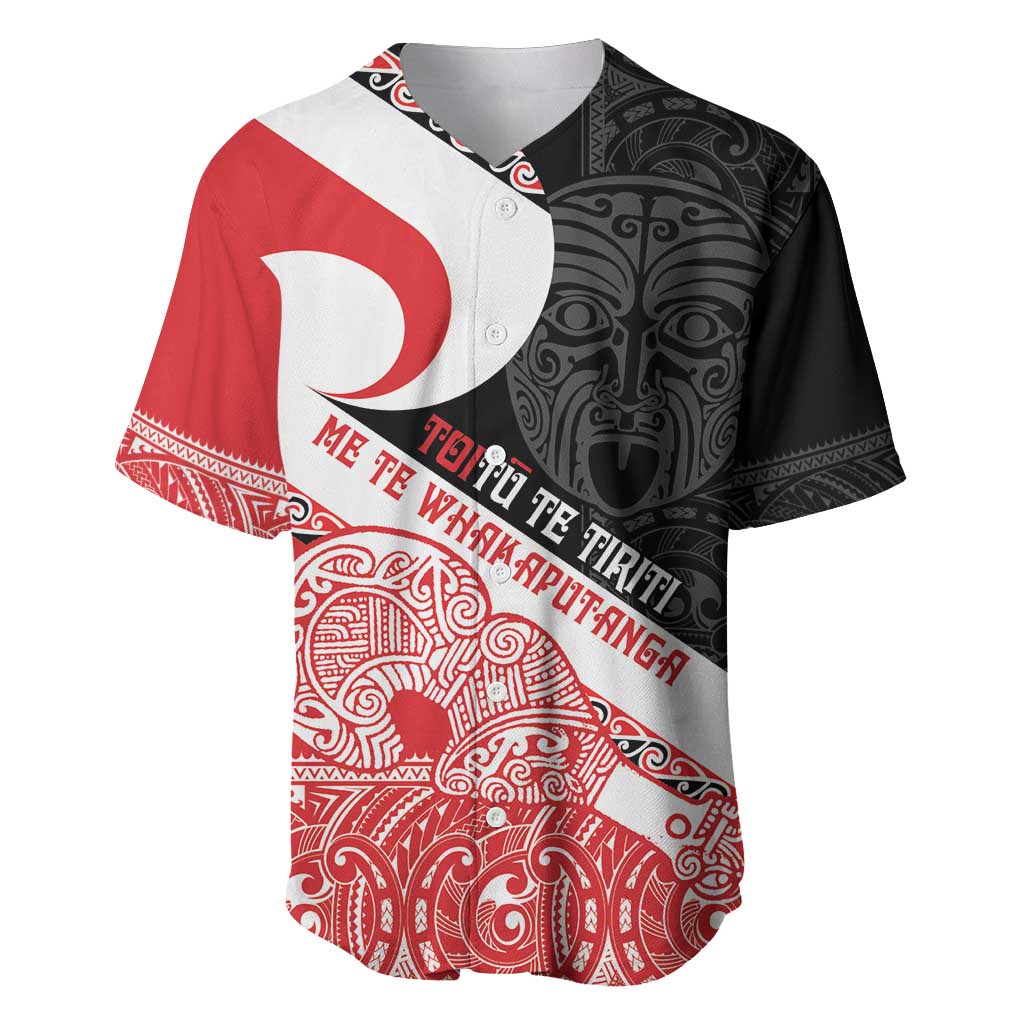 Toitu Te Tiriti Me Te Whakaputanga Baseball Jersey Maori Wahaika With Haka Face