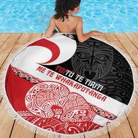 Toitu Te Tiriti Me Te Whakaputanga Beach Blanket Maori Wahaika With Haka Face LT14 - Polynesian Pride