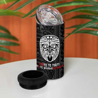 Toitu Te Tiriti Me Te Whakaputanga 4 in 1 Can Cooler Tumbler Maori Wahaika With Haka Face