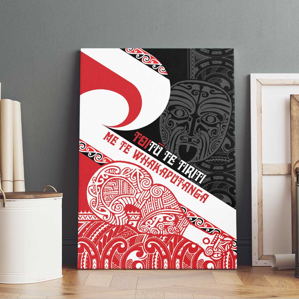 Toitu Te Tiriti Me Te Whakaputanga Canvas Wall Art Maori Wahaika With Haka Face LT14 - Polynesian Pride