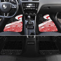 Toitu Te Tiriti Me Te Whakaputanga Car Mats Maori Wahaika With Haka Face LT14 Set 4pcs Red - Polynesian Pride