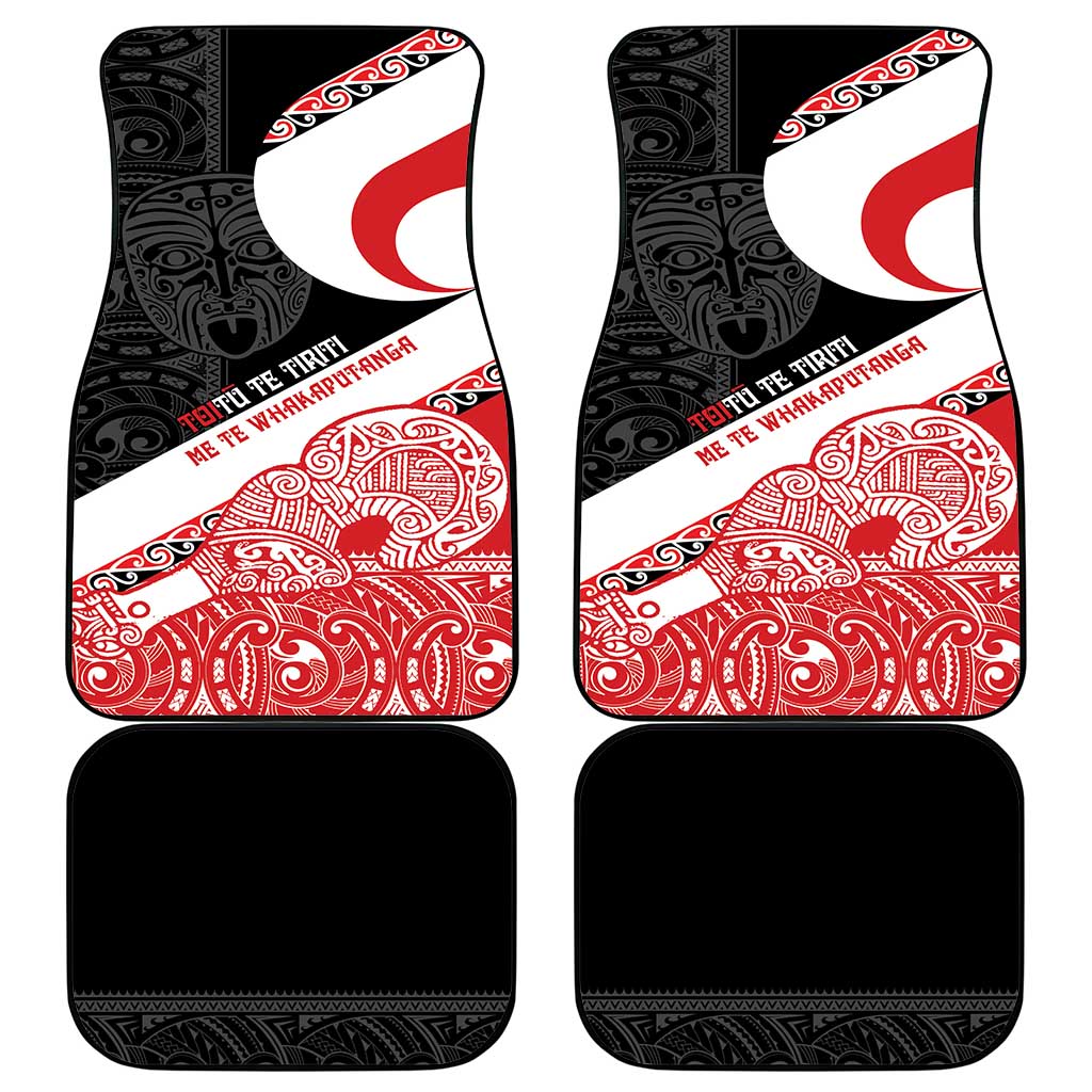 Toitu Te Tiriti Me Te Whakaputanga Car Mats Maori Wahaika With Haka Face LT14 - Polynesian Pride