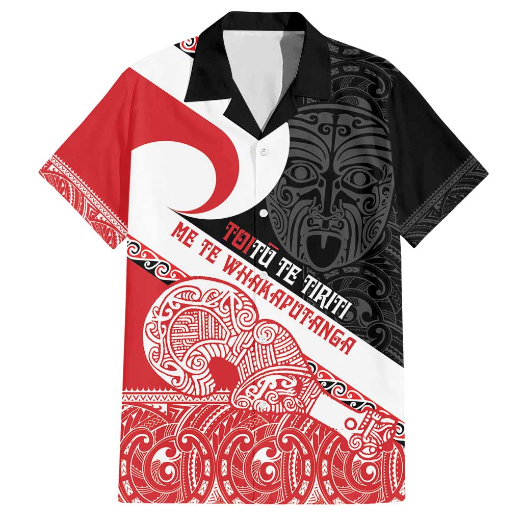Toitu Te Tiriti Me Te Whakaputanga Hawaiian Shirt Maori Wahaika With Haka Face LT14 Red - Polynesian Pride