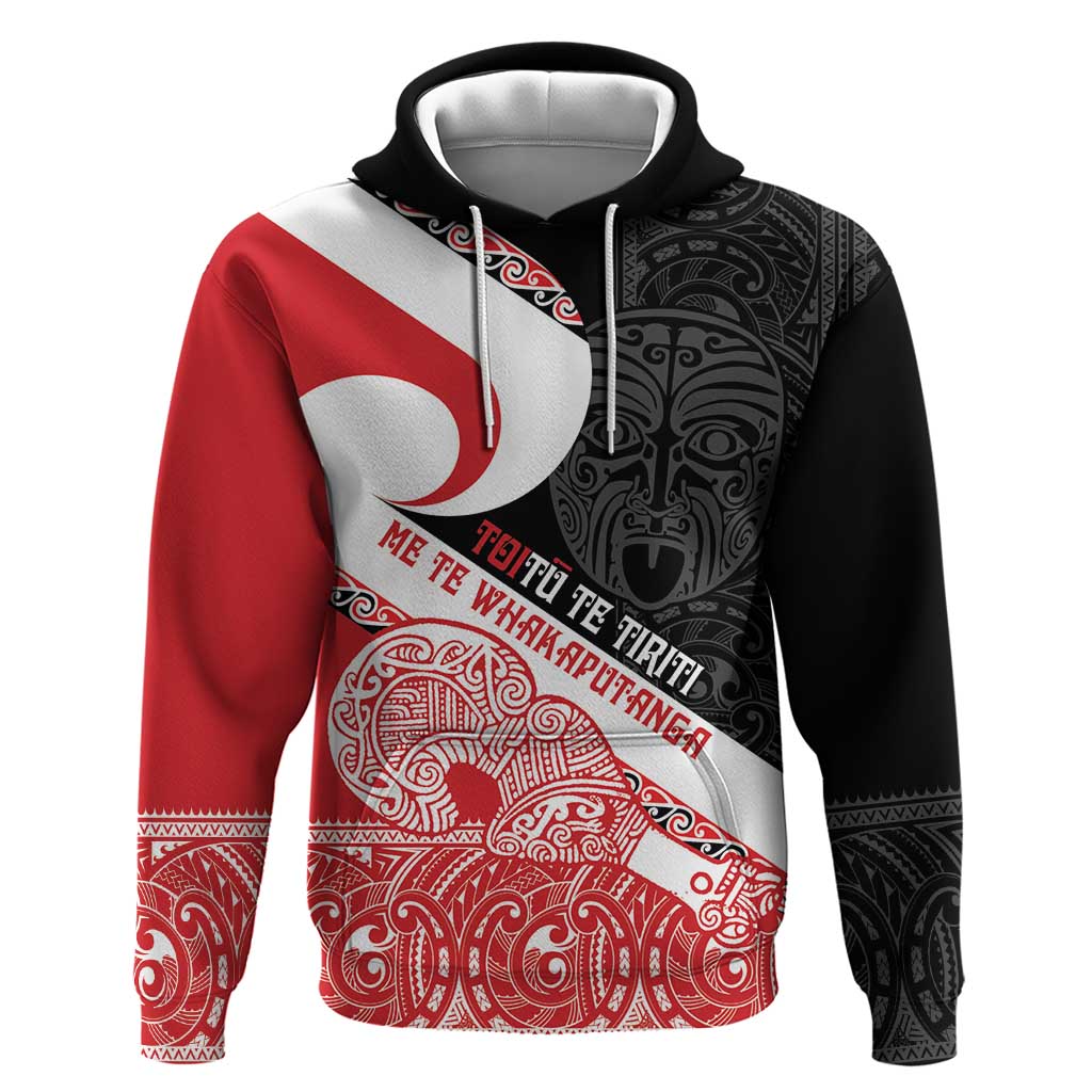 Toitu Te Tiriti Me Te Whakaputanga Hoodie Maori Wahaika With Haka Face