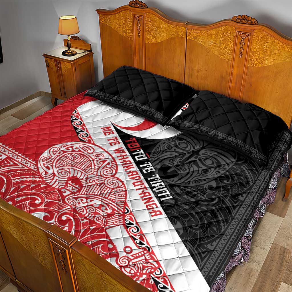 Toitu Te Tiriti Me Te Whakaputanga Quilt Bed Set Maori Wahaika With Haka Face LT14 - Polynesian Pride