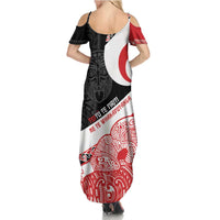 Toitu Te Tiriti Me Te Whakaputanga Summer Maxi Dress Maori Wahaika With Haka Face LT14 - Polynesian Pride