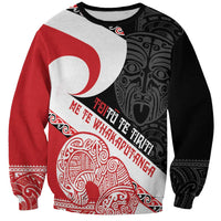 Toitu Te Tiriti Me Te Whakaputanga Sweatshirt Maori Wahaika With Haka Face LT14 Unisex Red - Polynesian Pride