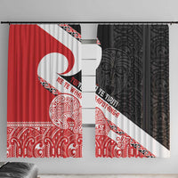 Toitu Te Tiriti Me Te Whakaputanga Window Curtain Maori Wahaika With Haka Face LT14 With Hooks Red - Polynesian Pride
