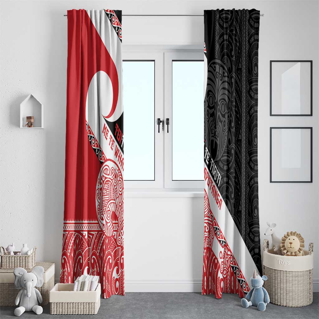 Toitu Te Tiriti Me Te Whakaputanga Window Curtain Maori Wahaika With Haka Face LT14 - Polynesian Pride