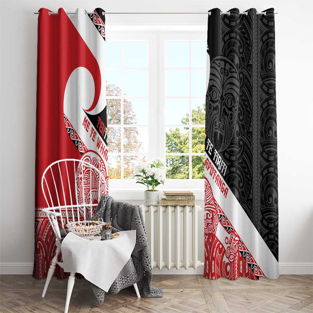Toitu Te Tiriti Me Te Whakaputanga Window Curtain Maori Wahaika With Haka Face LT14 - Polynesian Pride