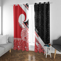 Toitu Te Tiriti Me Te Whakaputanga Window Curtain Maori Wahaika With Haka Face LT14 With Grommets Red - Polynesian Pride