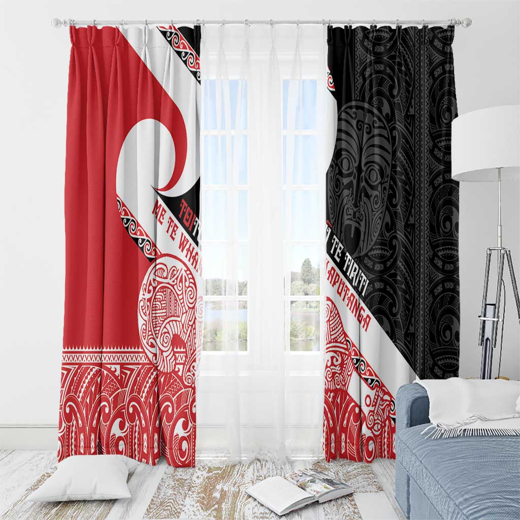 Toitu Te Tiriti Me Te Whakaputanga Window Curtain Maori Wahaika With Haka Face LT14 - Polynesian Pride