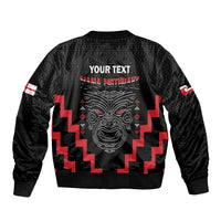 Personalised Toitu Te Tiriti Mana Maori Motuhake Bomber Jacket Aotearoa Haka Face Mix Poutama Art