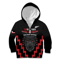 Personalised Toitu Te Tiriti Mana Maori Motuhake Kid Hoodie Aotearoa Haka Face Mix Poutama Art