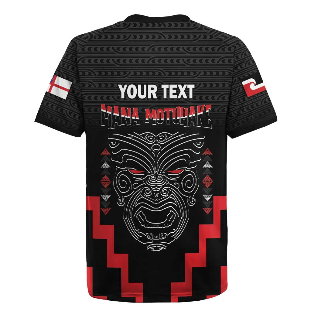 Personalised Toitu Te Tiriti Mana Maori Motuhake Rugby Jersey Aotearoa Haka Face Mix Poutama Art