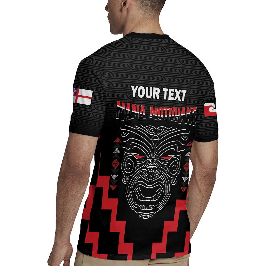 Personalised Toitu Te Tiriti Mana Maori Motuhake Rugby Jersey Aotearoa Haka Face Mix Poutama Art