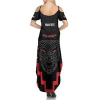 Personalised Toitu Te Tiriti Mana Maori Motuhake Summer Maxi Dress Aotearoa Haka Face Mix Poutama Art LT14 - Polynesian Pride