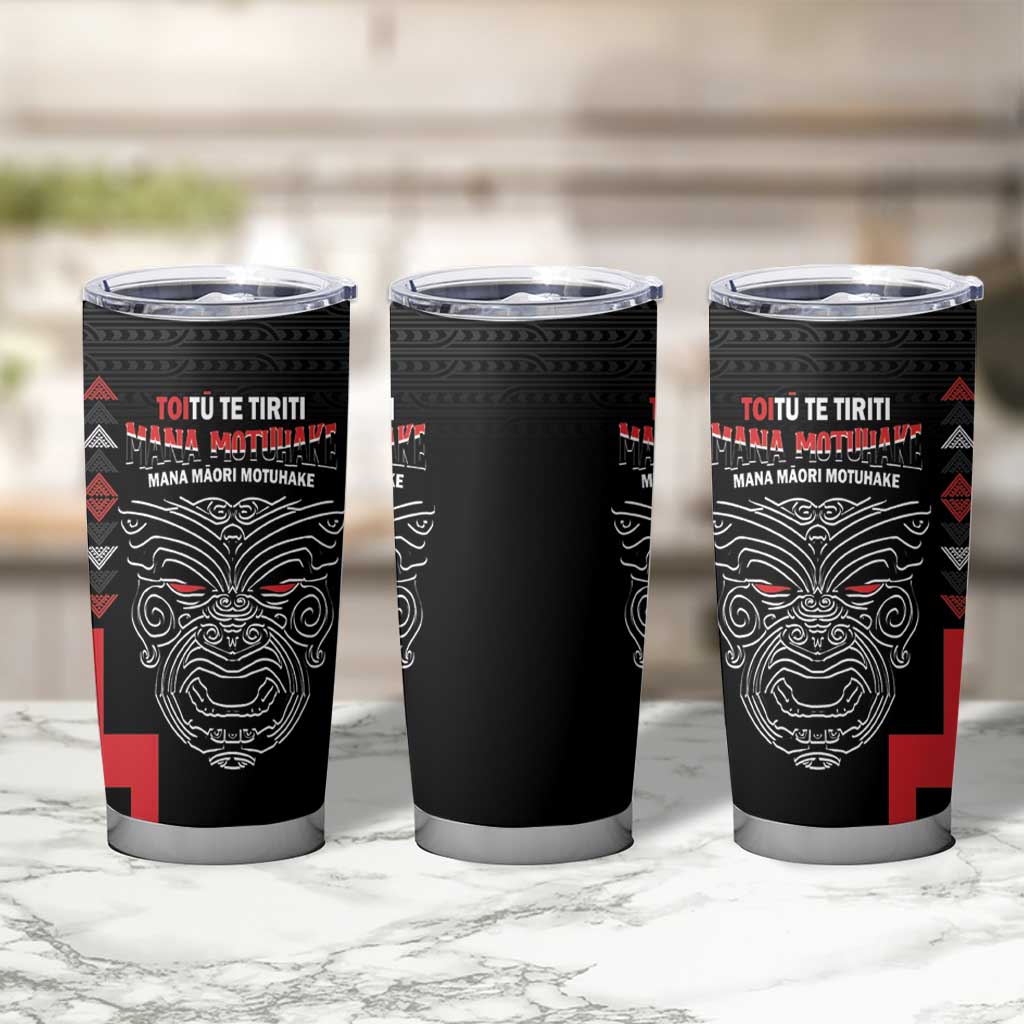 Toitu Te Tiriti Mana Maori Motuhake Tumbler Cup Aotearoa Haka Face Mix Poutama Art LT14 - Polynesian Pride