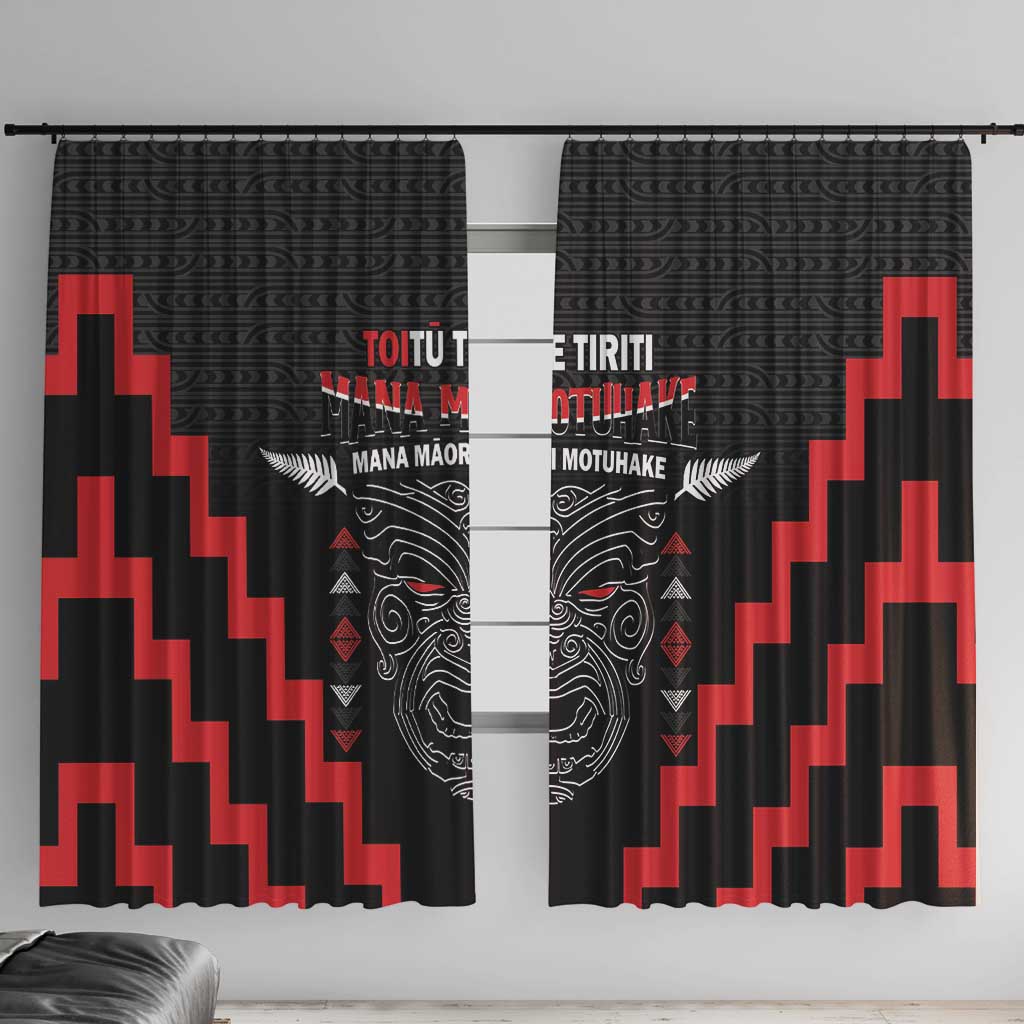 Personalised Toitu Te Tiriti Mana Maori Motuhake Window Curtain Aotearoa Haka Face Mix Poutama Art