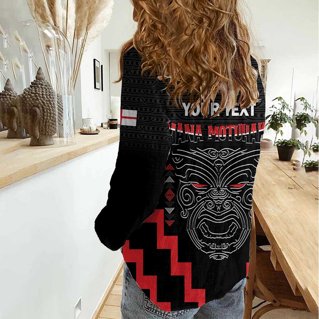 Personalised Toitu Te Tiriti Mana Maori Motuhake Women Casual Shirt Aotearoa Haka Face Mix Poutama Art