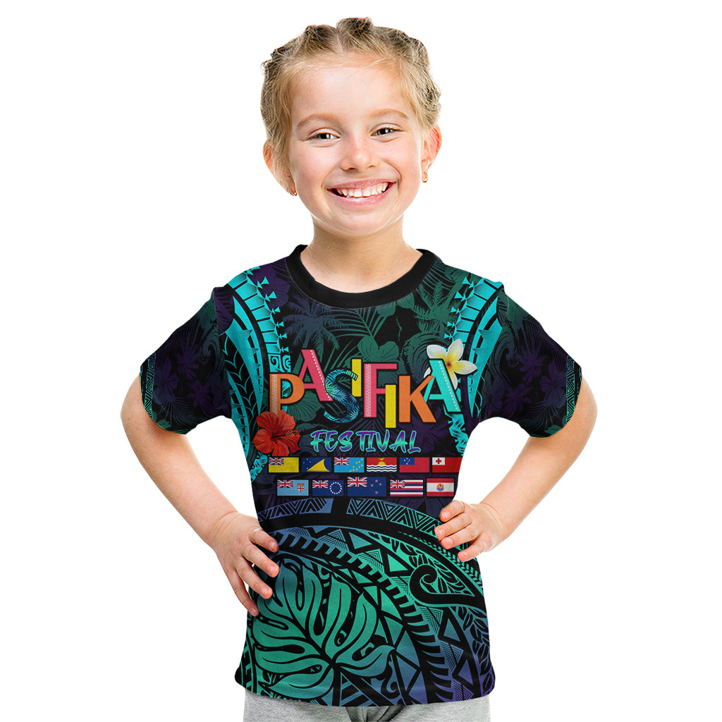 Personalised Pasifika Festival Auckland Kid T Shirt 2024 Pacific Islands Polynesian Pattern LT14 Purple - Polynesian Pride