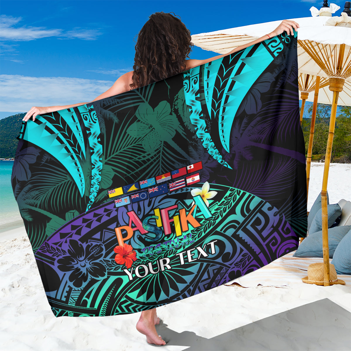 Personalised Pasifika Festival Auckland Sarong 2024 Pacific Islands Polynesian Pattern LT14 One Size 44 x 66 inches Purple - Polynesian Pride