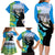 Personalised Honolulu Aloha Hawaii Family Matching Long Sleeve Bodycon Dress and Hawaiian Shirt Tropical Leaves With Hula Girl LT14 - Polynesian Pride