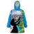 Personalised Honolulu Aloha Hawaii Wearable Blanket Hoodie Tropical Leaves With Hula Girl LT14 One Size Blue - Polynesian Pride