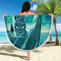 Personalised New Zealand Waitangi Day Beach Blanket Hei Tiki With Maori Waka - Whakarare Pattern LT14 - Polynesian Pride