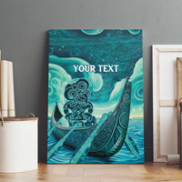 Personalised New Zealand Waitangi Day Canvas Wall Art Hei Tiki With Maori Waka - Whakarare Pattern LT14 - Polynesian Pride