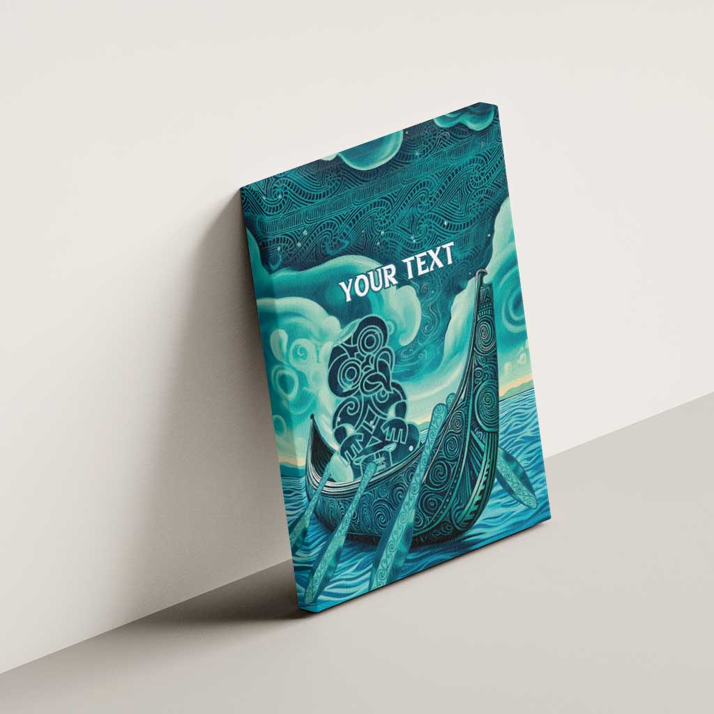 Personalised New Zealand Waitangi Day Canvas Wall Art Hei Tiki With Maori Waka - Whakarare Pattern LT14 - Polynesian Pride