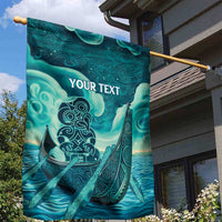 Personalised New Zealand Waitangi Day Garden Flag Hei Tiki With Maori Waka - Whakarare Pattern LT14 - Polynesian Pride