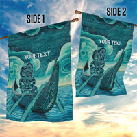 Personalised New Zealand Waitangi Day Garden Flag Hei Tiki With Maori Waka - Whakarare Pattern LT14 - Polynesian Pride
