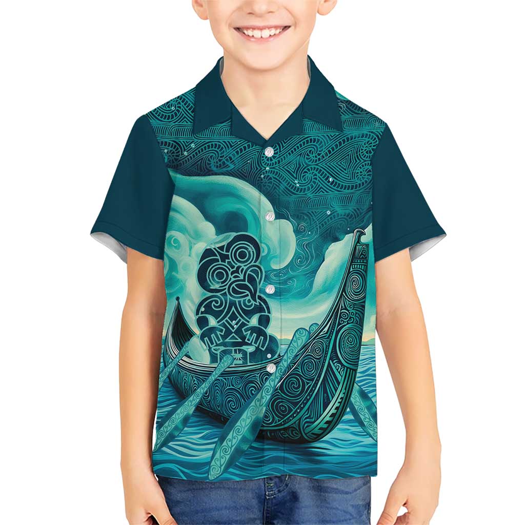 Personalised New Zealand Waitangi Day Hawaiian Shirt Hei Tiki With Maori Waka - Whakarare Pattern LT14 - Polynesian Pride