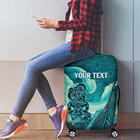 Personalised New Zealand Waitangi Day Luggage Cover Hei Tiki With Maori Waka - Whakarare Pattern