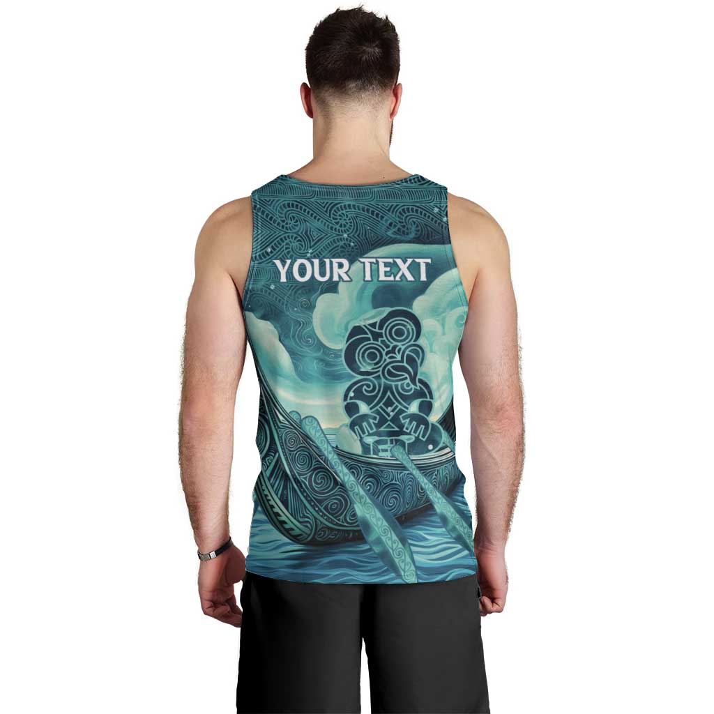 Personalised New Zealand Waitangi Day Men Tank Top Hei Tiki With Maori Waka - Whakarare Pattern LT14 - Polynesian Pride