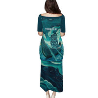 Personalised New Zealand Waitangi Day Puletasi Hei Tiki With Maori Waka - Whakarare Pattern LT14 - Polynesian Pride