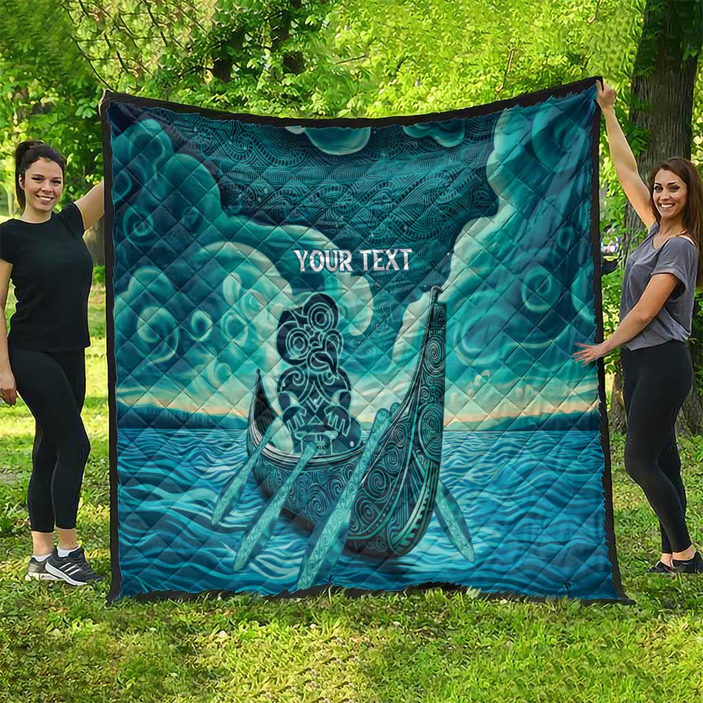 Personalised New Zealand Waitangi Day Quilt Hei Tiki With Maori Waka - Whakarare Pattern