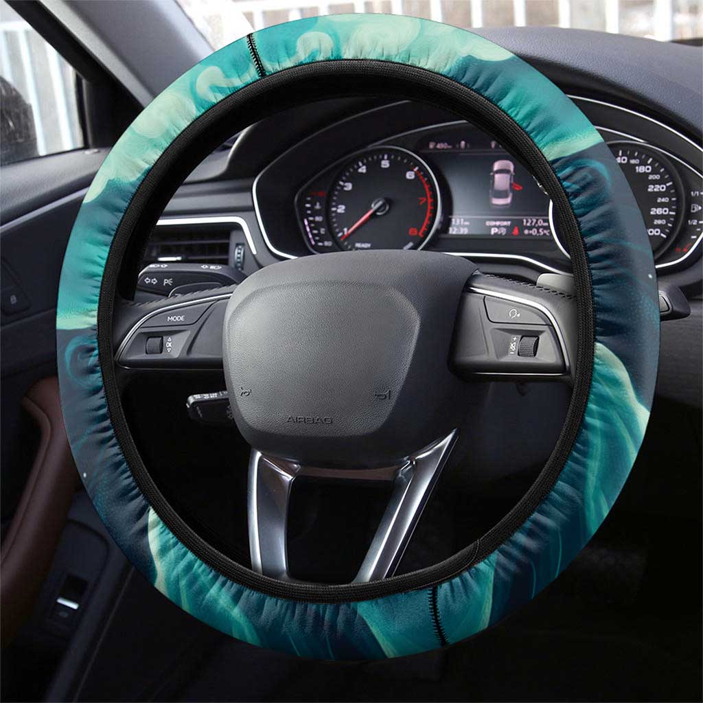 New Zealand Waitangi Day Steering Wheel Cover Hei Tiki With Maori Waka - Whakarare Pattern LT14 - Polynesian Pride