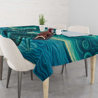 Personalised New Zealand Waitangi Day Tablecloth Hei Tiki With Maori Waka - Whakarare Pattern LT14 - Polynesian Pride